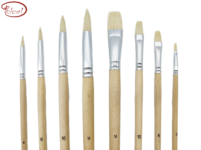 8 pcs Hog Bristle Oil Paint Brushes set