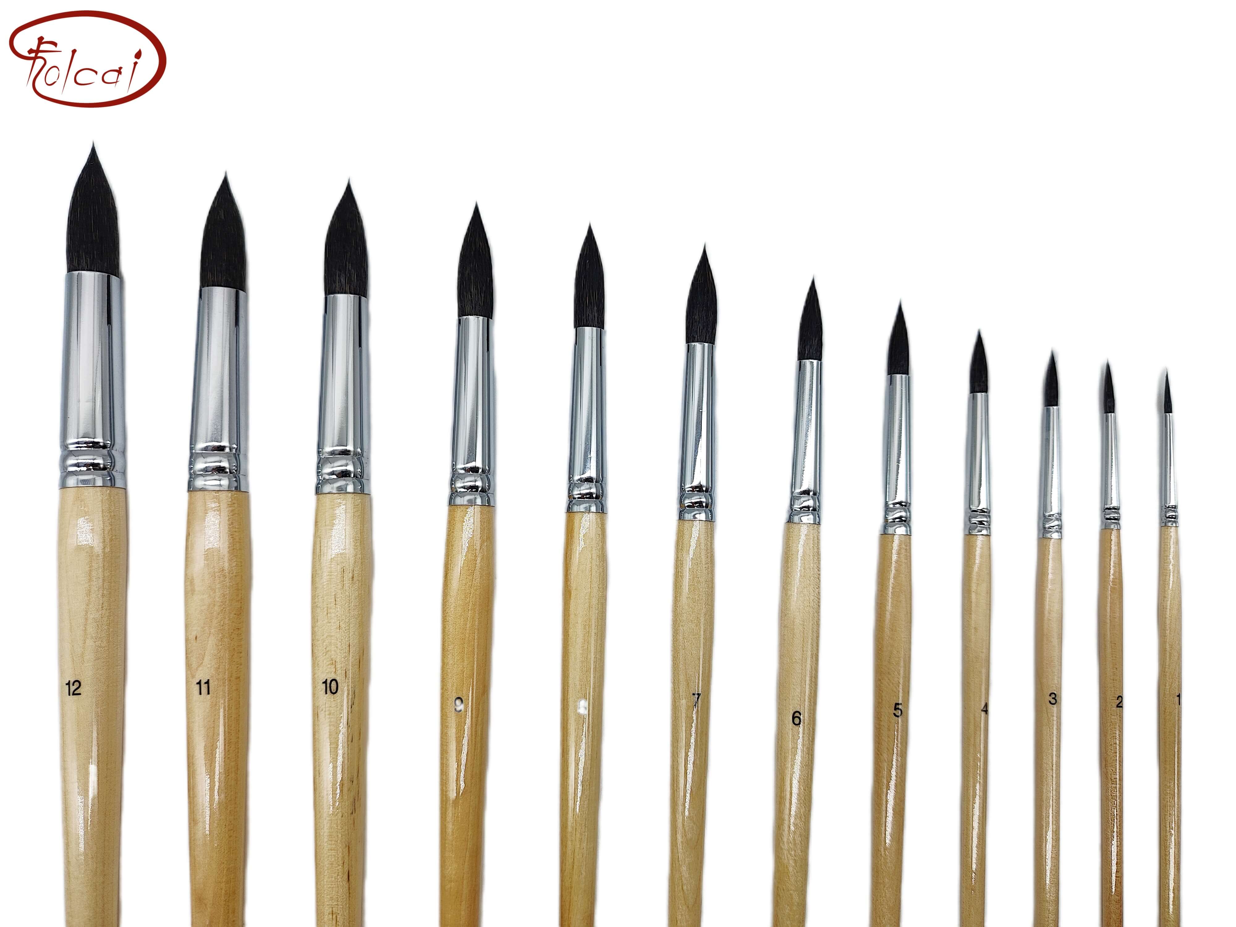 Round 100% Squirrel Hair Artist Brushes