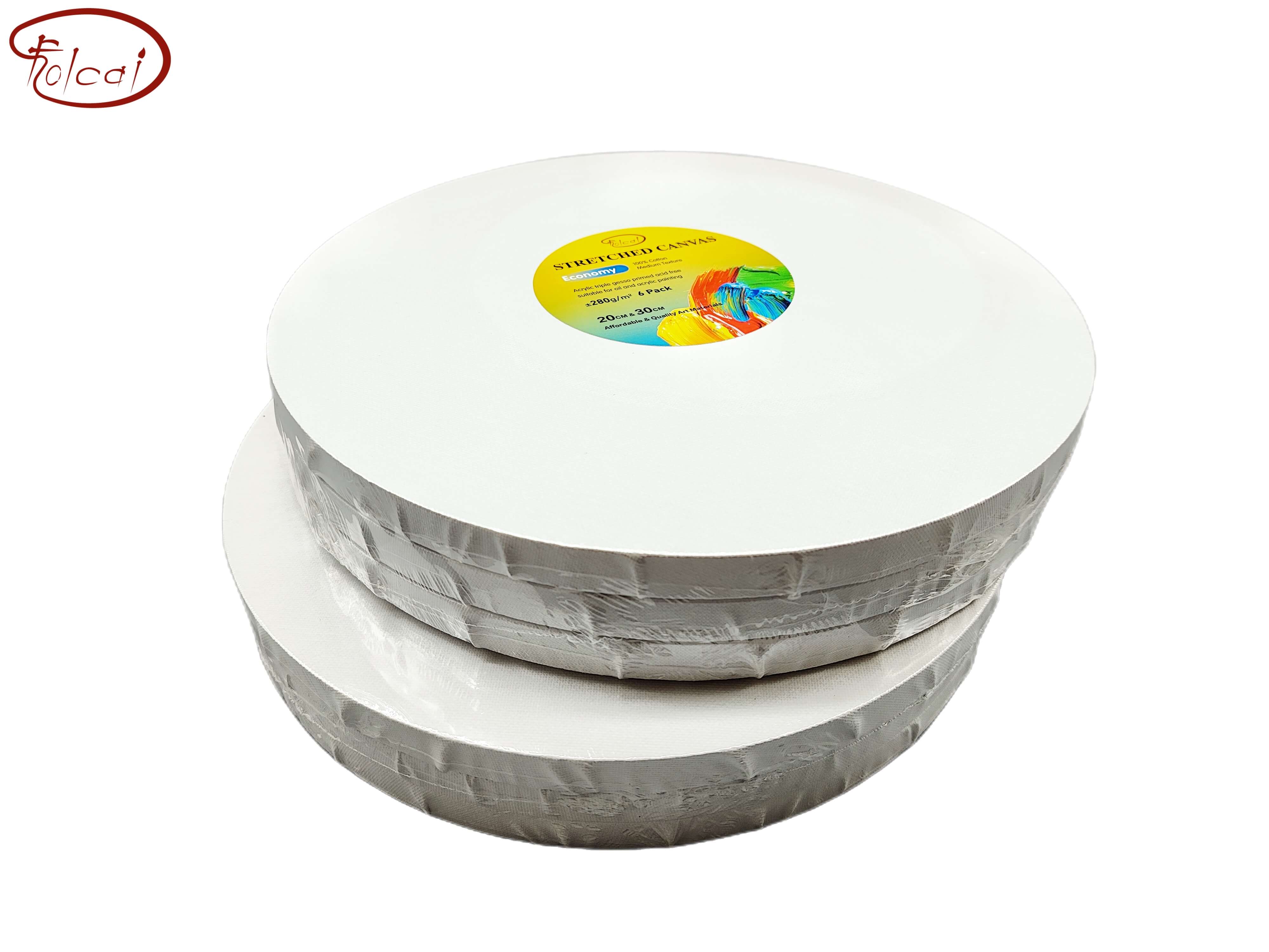 Value Pack 280gsm cotton Round stretched canvas 6 Pack