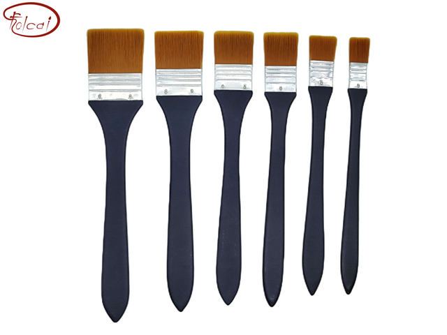 Brown Nylon Hair Flat Brush Set with Aluminum Ferrule and Long Handle