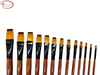 Flat Bicolor Premium Synthetic Brush Set with Black Aluminum Ferrule and Short Handle