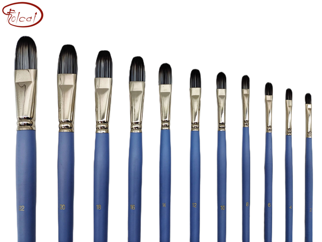 Filbert Bicolor Premium Synthetic Brush Set with Nickel Plated Brass Ferrule and Long Handle