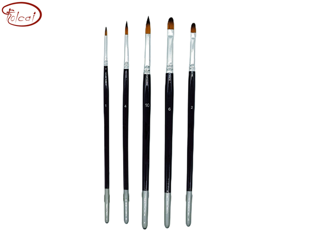 5 PCS Synthetic Brush Set 1 with Aluminum Ferrule and Short Handle