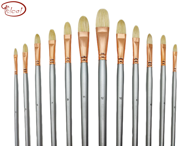 Filbert Interlocked Chungking Hog Bristle Oil Paint Brushes