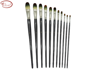 Filbert Tri-color Premium Synthetic Brush Set with Brass Ferrule and Long Handle