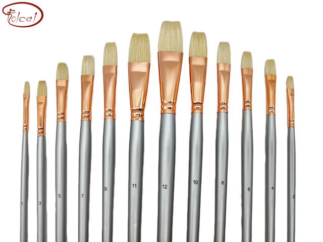 Flat Interlocked Chungking Hog Bristle Oil Paint Brushes