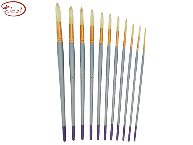 Round Extra Long Interlocked Chungking Hog Bristle Oil Paint Brushes