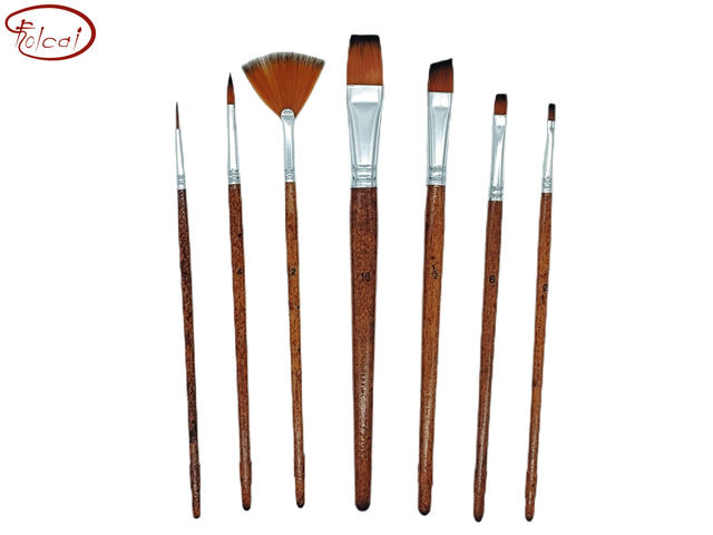 7 PCS Nylon Hair Brush Set with Aluminum Ferrule and Short Handle