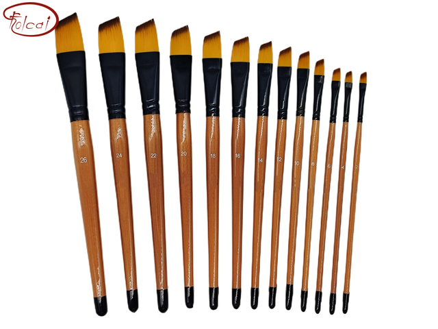 Angular Bicolor Premium Synthetic Brush Set with Black Aluminum Ferrule and Short Handle