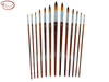 Round Bicolor Premium Synthetic Brush Set with Nickel Plated Brass Ferrule and Long Handle