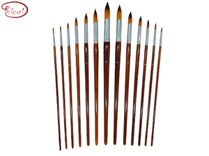 Round Bicolor Premium Synthetic Brush Set with Nickel Plated Brass Ferrule and Long Handle