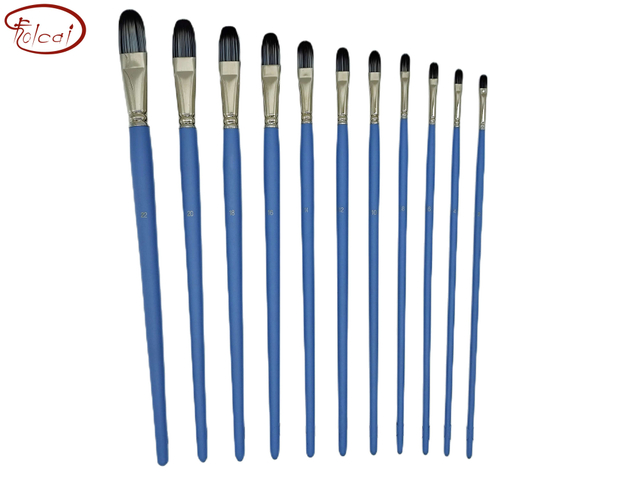 Filbert Bicolor Premium Synthetic Brush Set with Nickel Plated Brass Ferrule and Long Handle