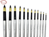 Round Bicolor Premium Synthetic Brush Set with Black Aluminum Ferrule and Long Handle