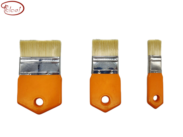 Synthetic Hog Bristle Hair Flat Brush Set with Tin Ferrule and Short Handle