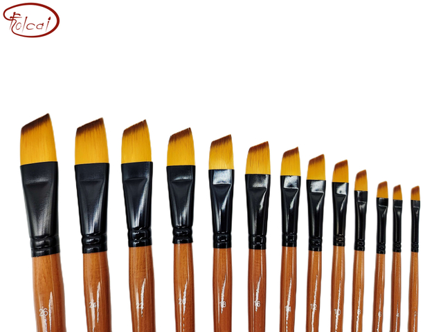 Angular Bicolor Premium Synthetic Brush Set with Black Aluminum Ferrule and Short Handle