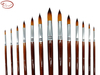 Round Bicolor Premium Synthetic Brush Set with Nickel Plated Brass Ferrule and Long Handle