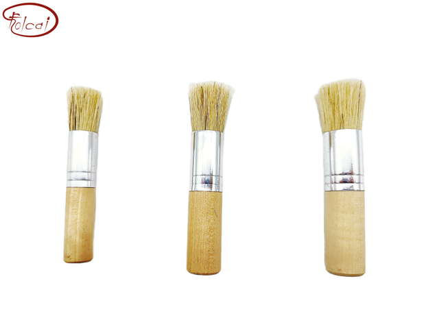 3 pcs Hog Bristle Hair Stencil Brush Set with Aluminum Ferrule and Short Handle