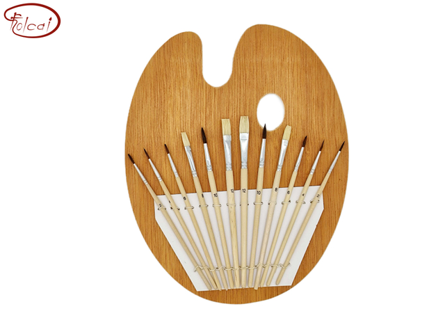 12 pcs Painting Brush set with wooden palette