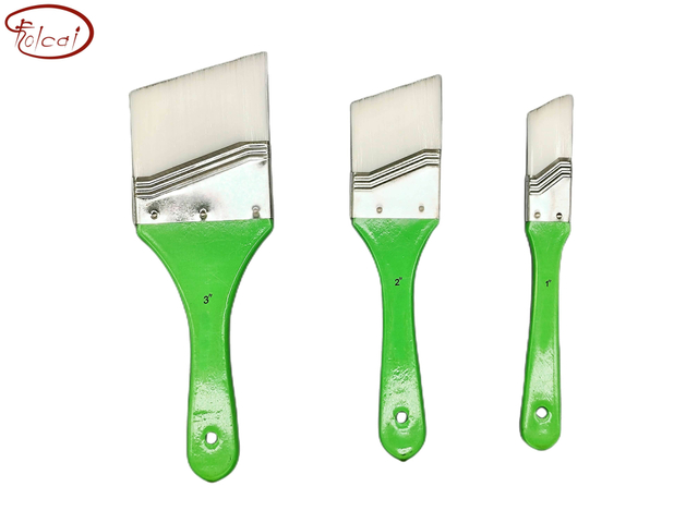 White Nylon Hair Flat Brush Set with Tin Ferrule and Short Handle