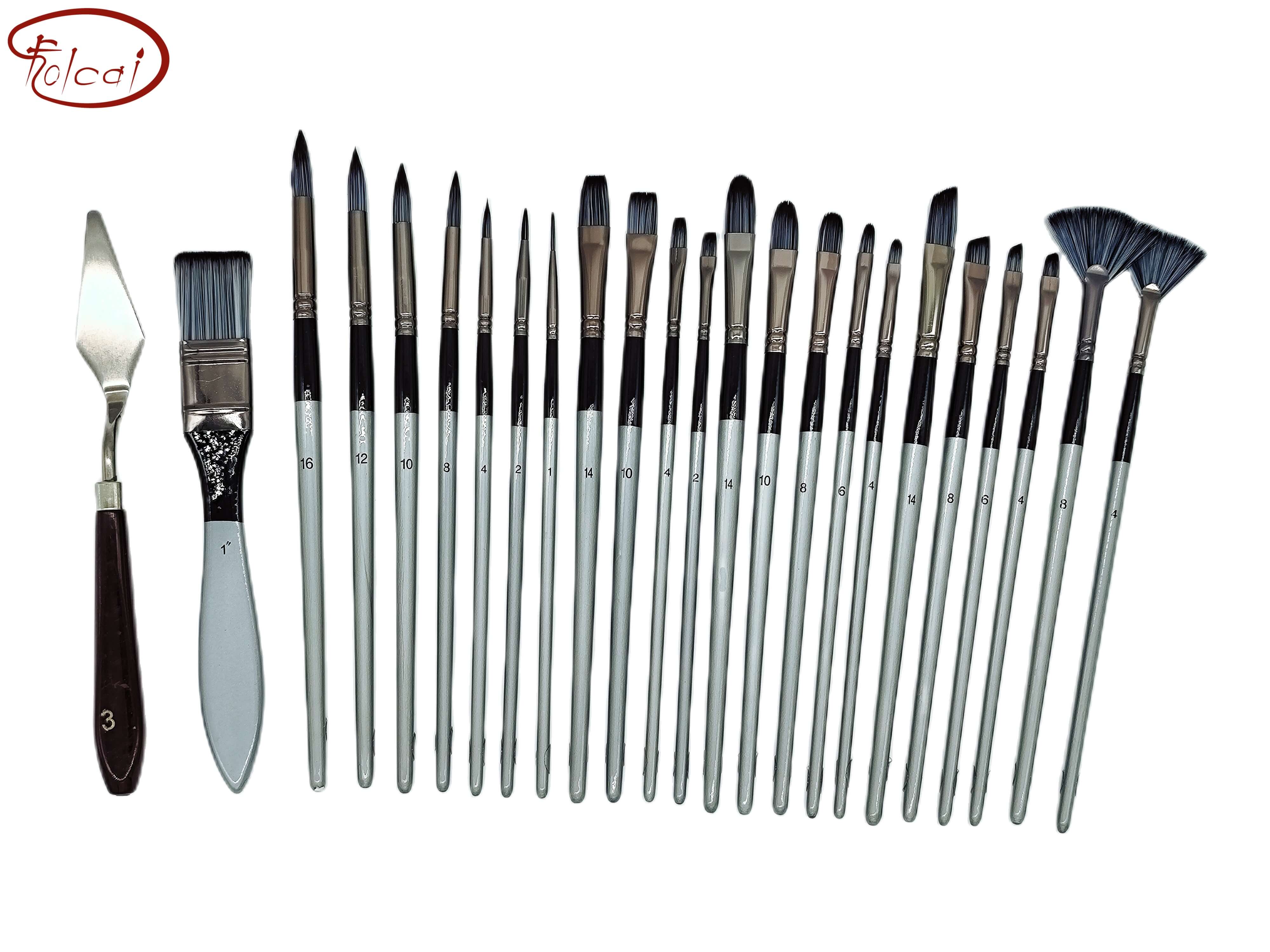 24 PCS Synthetic Brush Bag Set with Brass Ferrule and Short Handle