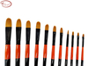 Filbert Brown Synthetic Brush Set with Black Aluminum Ferrule and Long Handle