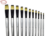 Flat Bicolor Premium Synthetic Brush Set with Black Aluminum Ferrule and Long Handle