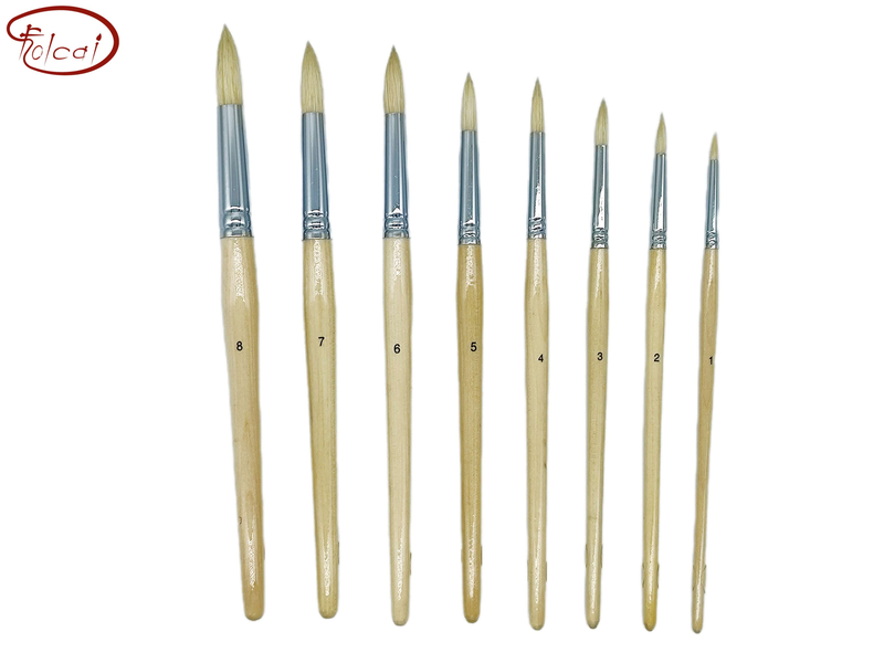Round Interlocked Chungking Hog Bristle Oil Paint Brushes with Short Handle