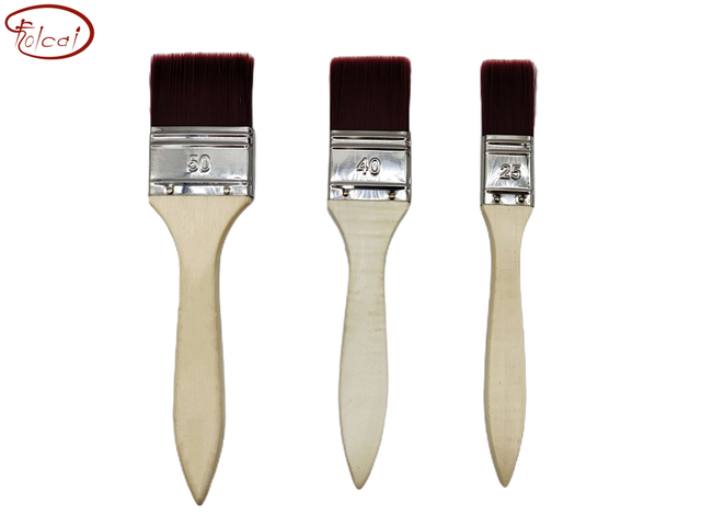 Red Wine Nylon Hair Flat Brush Set with Aluminum Ferrule and Short Handle