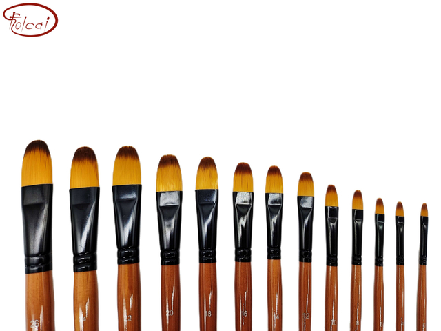 Filbert Bicolor Premium Synthetic Brush Set with Black Aluminum Ferrule and Short Handle