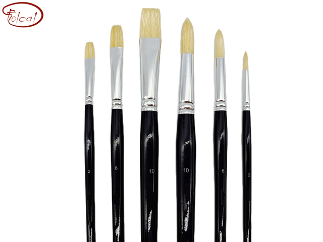 6 pcs Chungking Hog Bristle Oil Paint Brushes set