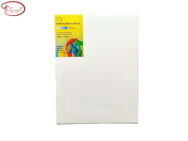 Value Pack 280gsm cotton stretched canvas 3 Pack