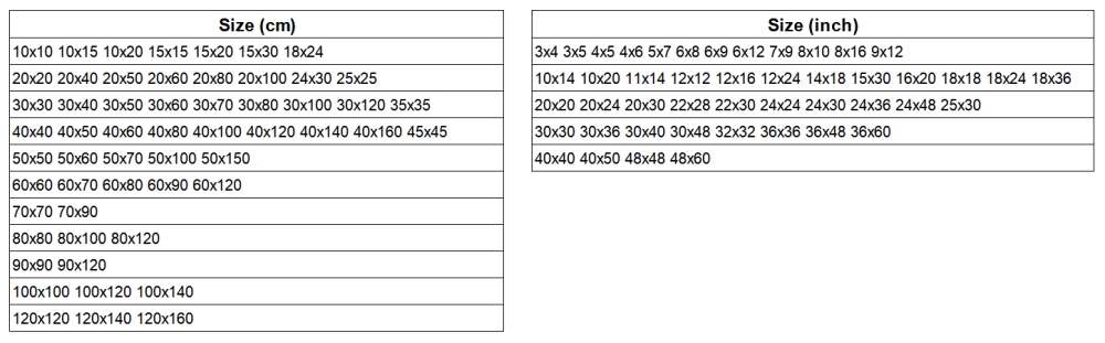 Size Sheet