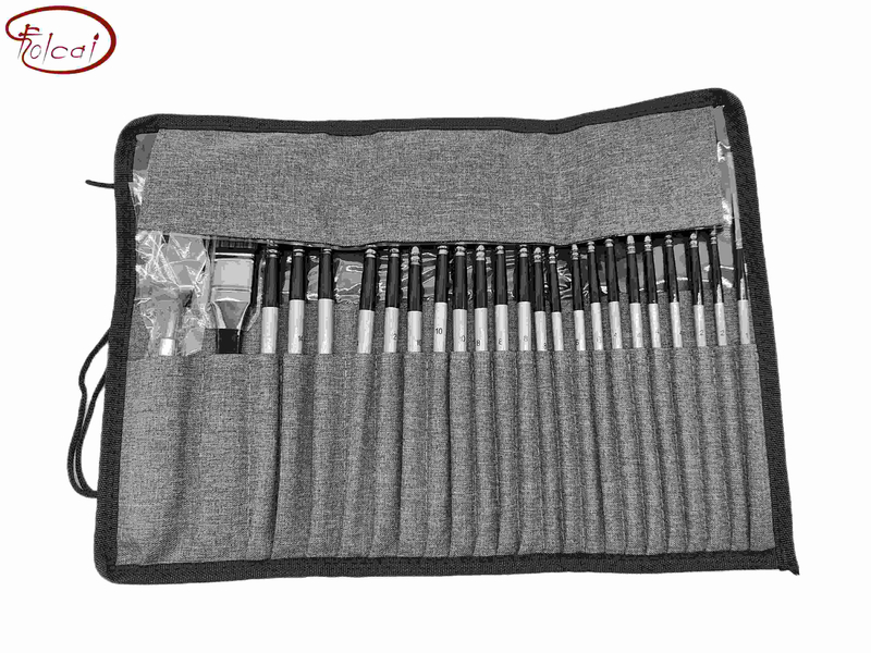 24 PCS Synthetic Brush Bag Set with Brass Ferrule and Short Handle