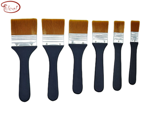 Brown Nylon Hair Flat Brush Set with Aluminum Ferrule and Short Handle