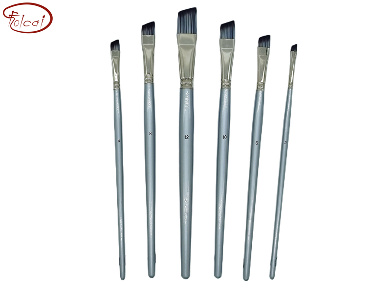 Angular Bicolor Premium Synthetic Brush Set with Nickel Plated Brass Ferrule and Short Handle