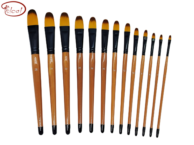 Filbert Bicolor Premium Synthetic Brush Set with Black Aluminum Ferrule and Short Handle