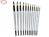 Round Bicolor Premium Synthetic Brush Set with Black Aluminum Ferrule and Long Handle