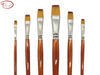 Flat Bicolor Premium Synthetic Brush Set with Nickel Plated Brass Ferrule and Short Handle