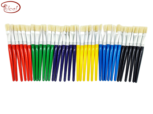 36pcs Flat Hog Bristle Oil Paint Brushes Set