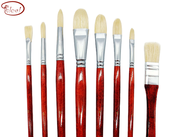 8 pcs Chungking Hog Bristle Oil Paint Brushes set