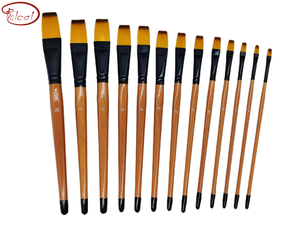 Flat Bicolor Premium Synthetic Brush Set with Black Aluminum Ferrule and Short Handle